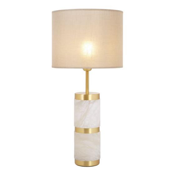 Bespoke Metal and Alabaster Table Lamp with Shade R&S Robertson