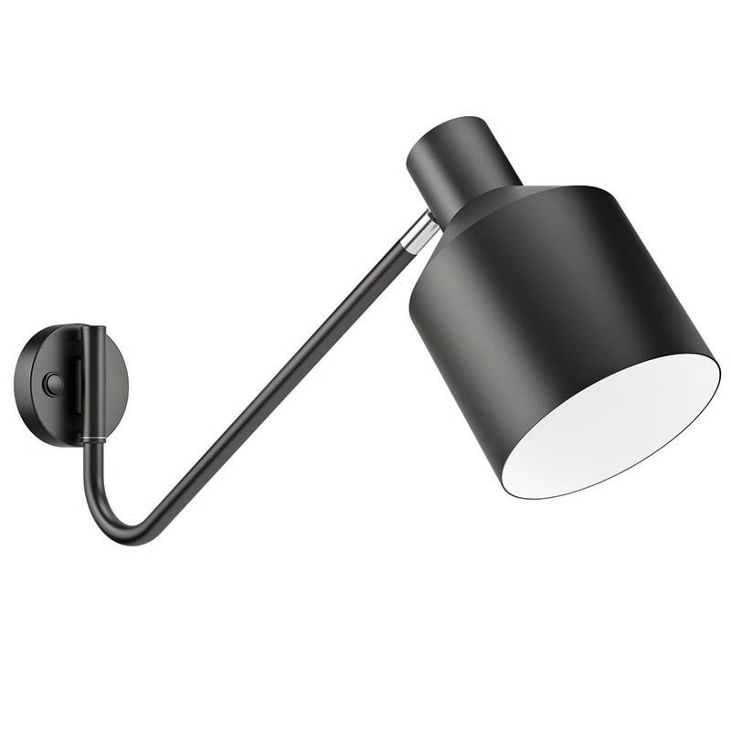 Matt Black Adjustable Wall Light with Polished Chrome Detail R&S