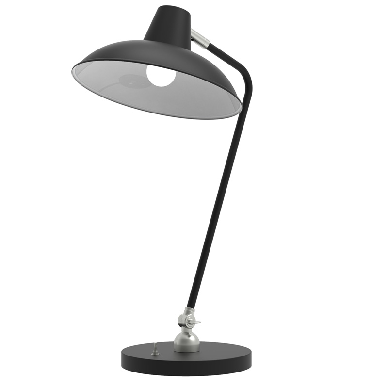Matt Black Adjustable Desk Lamp with Brushed Nickel Details R&S Robertson