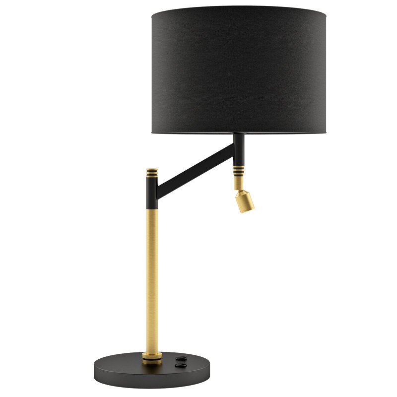 Matt Black & Brushed Brass Desk Lamp with LED and Shade R&S Robertson