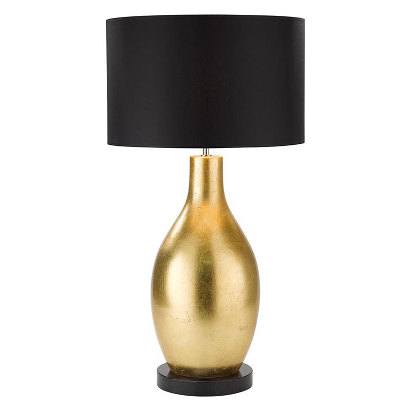 Gold Leaf Ceramic Table Lamp with Black Base R&S Robertson