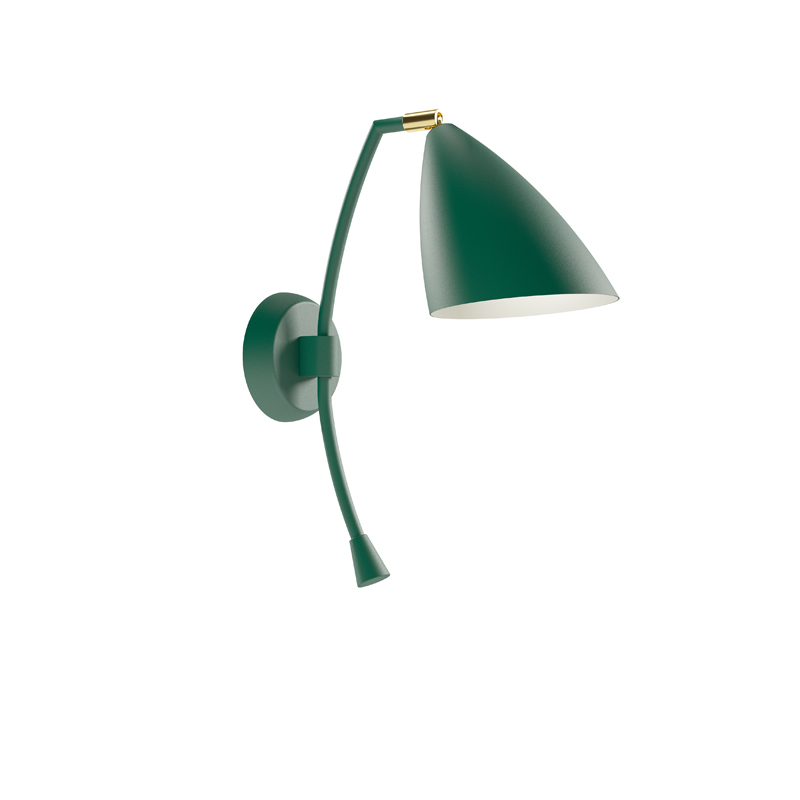 Green Wall Light With Polished Brass Detail R&S Robertson