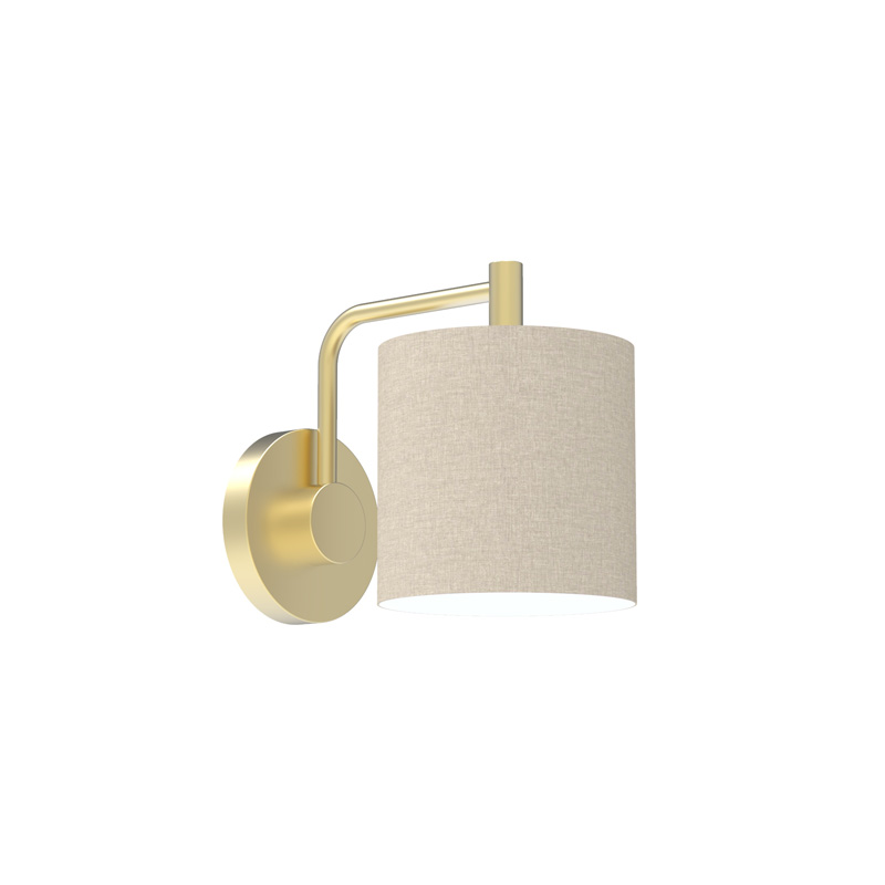 Satin Brass Wall Light With Circular Stepped Backplate Rands Robertson 5907