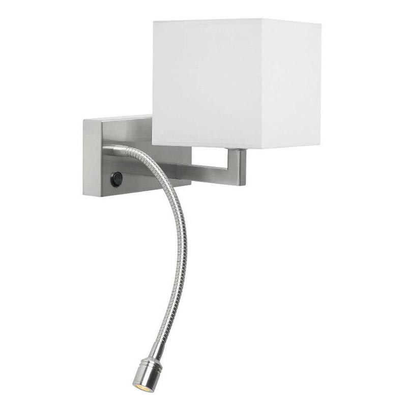 Satin Brass Wall Light With Switched Led Flexi Arm Rands Robertson 1431