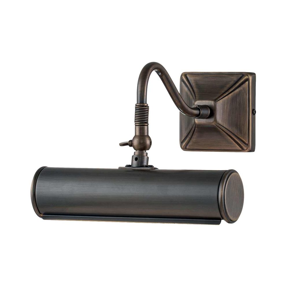 Small Dark Bronze Picture Light with Square Backplate