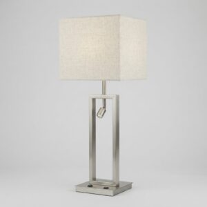 Large Elizabeth Table Lamp with LED Reading Light in Brushed Nickel
