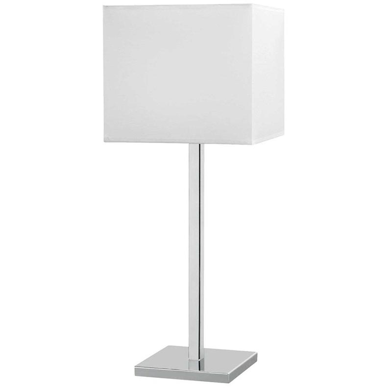 Large Square Table Lamp In Polished, White Square Table Lamp