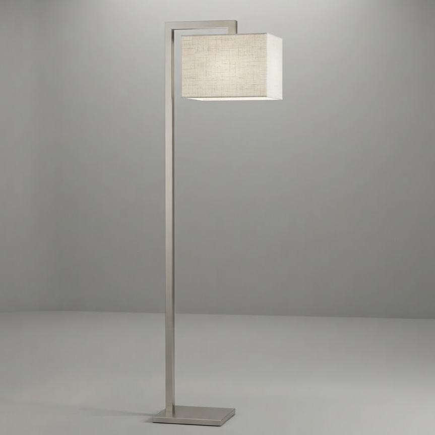 L Shape Floor Lamp in Brushed Nickel