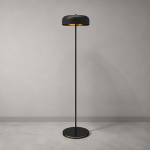 Button Floor Lamp in Matt Black + Satin Brass