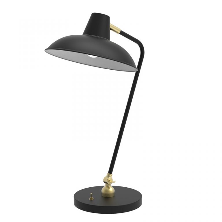 Matt Black Adjustable Desk Lamp with Brushed Nickel Details R&S Robertson