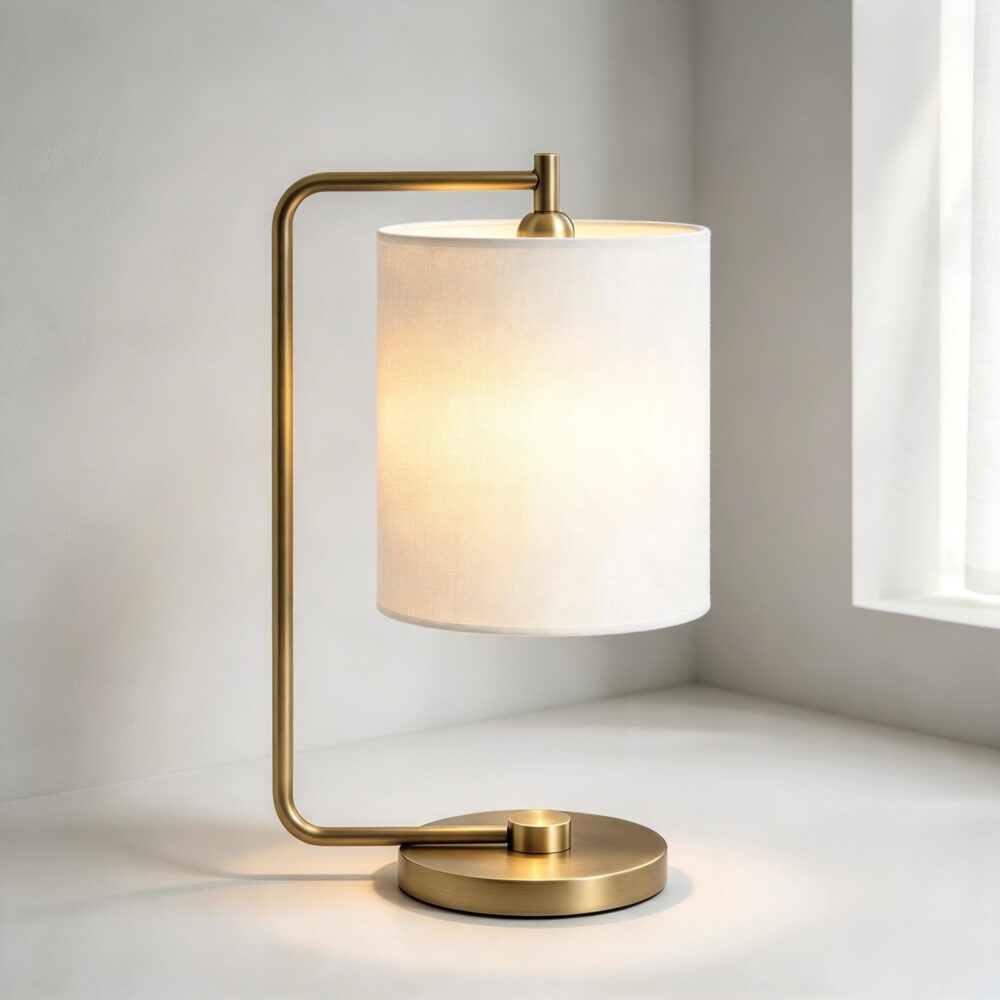 G Shape Desk Lamp in Satin Brass