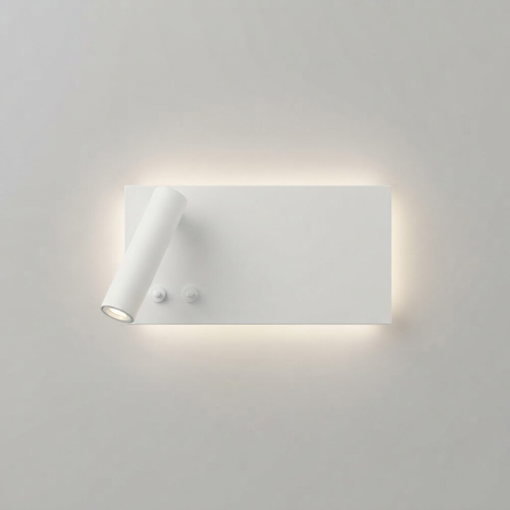 Stratus LED Wall Light with LED Reading Light in Matt White