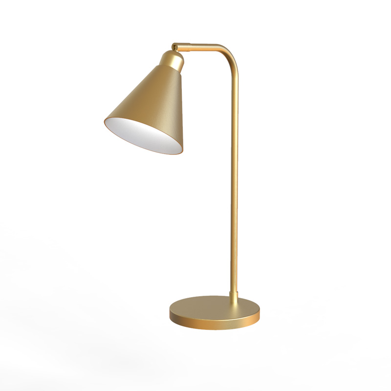 Brushed Brass Desk Lamp With Metal Cone Shade - R&S Robertson