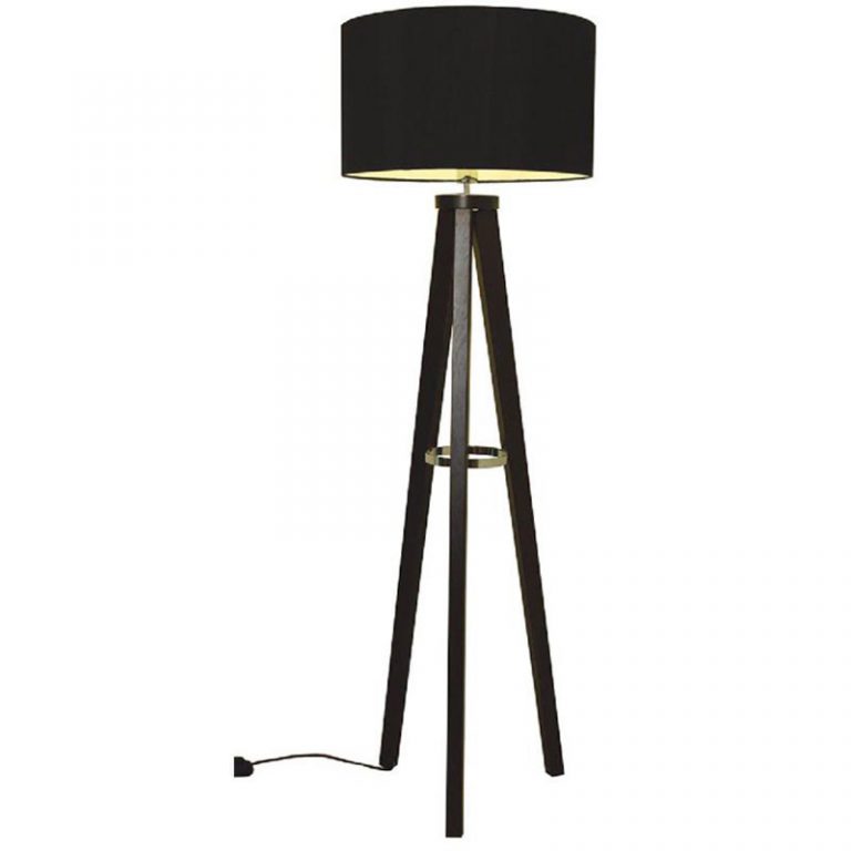 Dark Wood Floor Lamp with Chrome Detail R&S Robertson