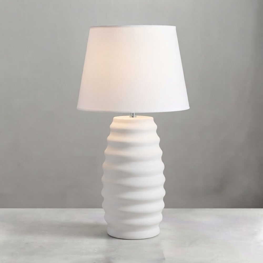 Ripple Ceramic Table Lamp in Matt White