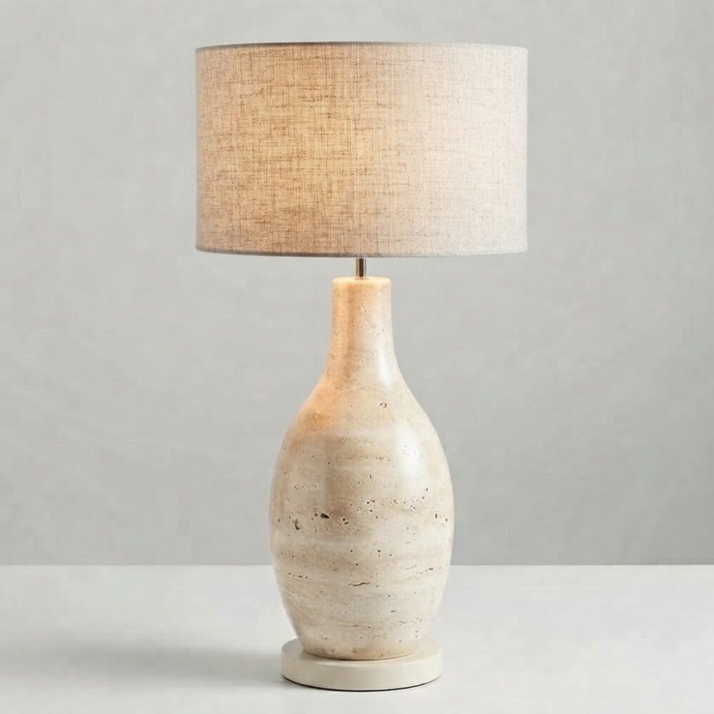 Pear Ceramic Table Lamp in Stone Effect