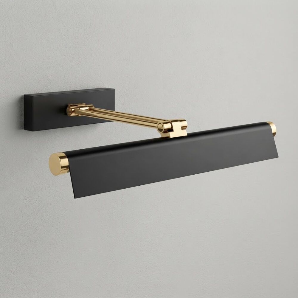 Visor LED Picture Light in Matt Black + Satin Brass