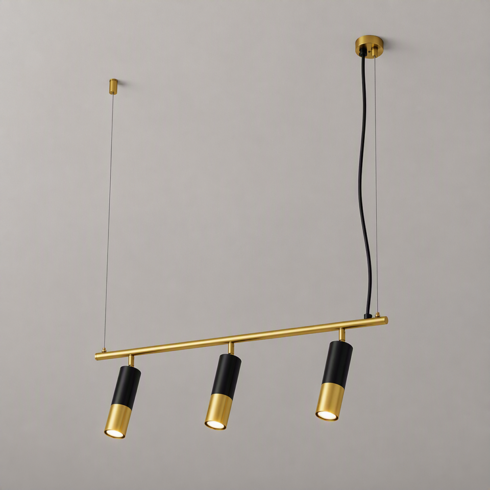 Equal 3 Light Pendant in Satin Brass + Matt Black