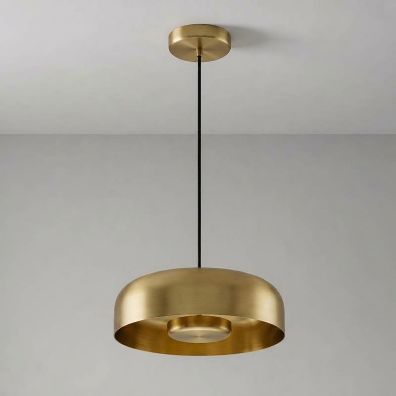 Button Pendant in Satin Brass