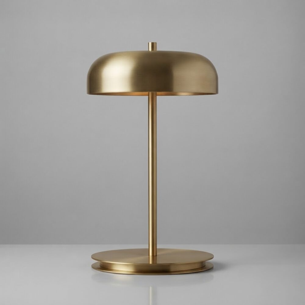Button Table Lamp in Satin Brass