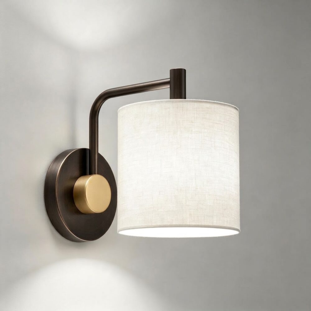 G Shape Wall Light in Brushed Bronze + Satin Brass