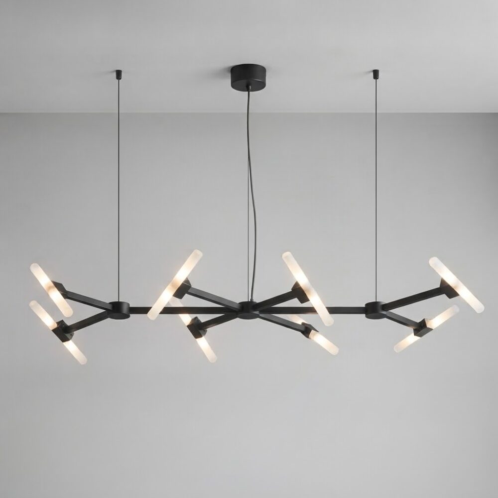 Thorn 8 Light Linear Chandelier in Matt Black