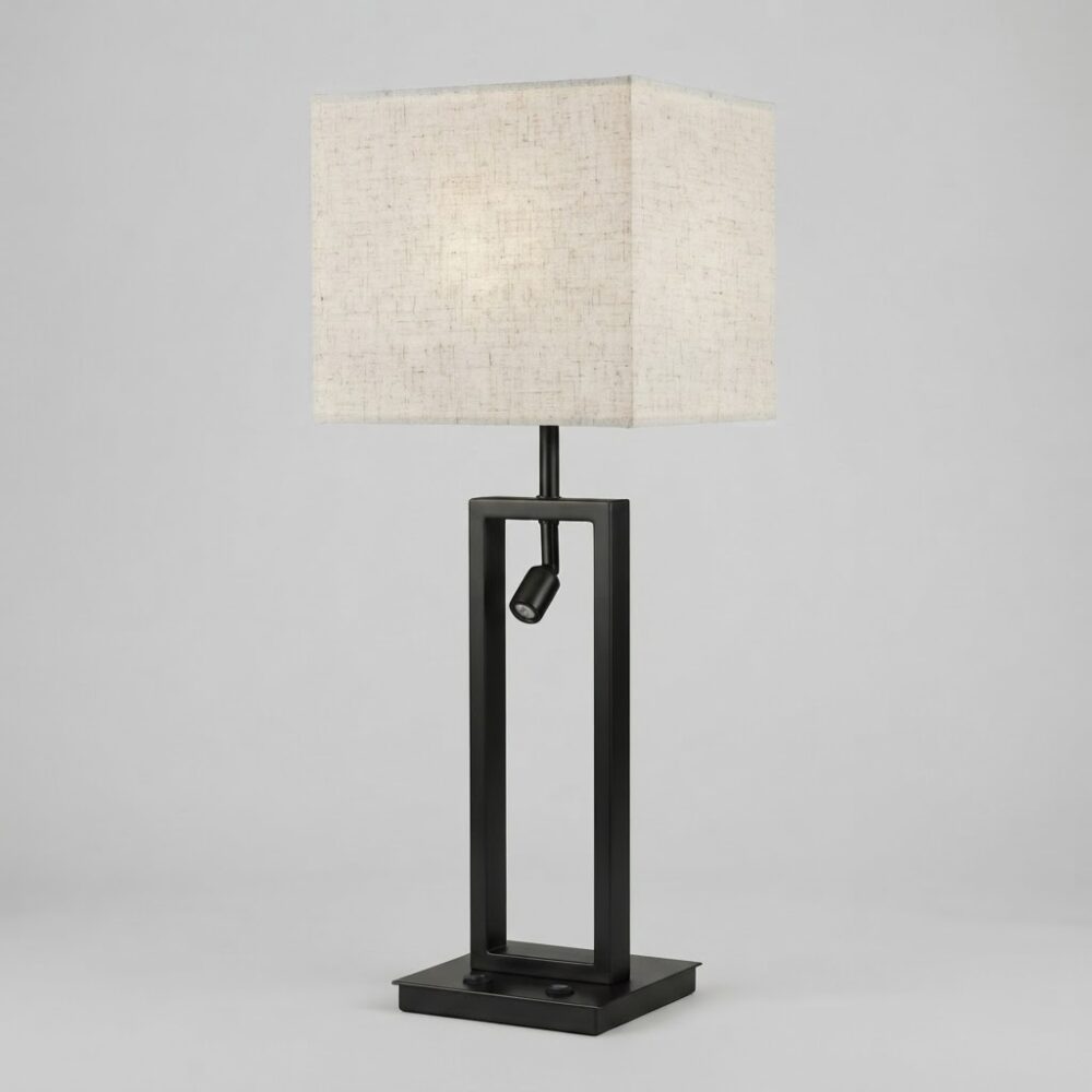 Large Elizabeth Table Lamp with LED Reading Light in Matt Black