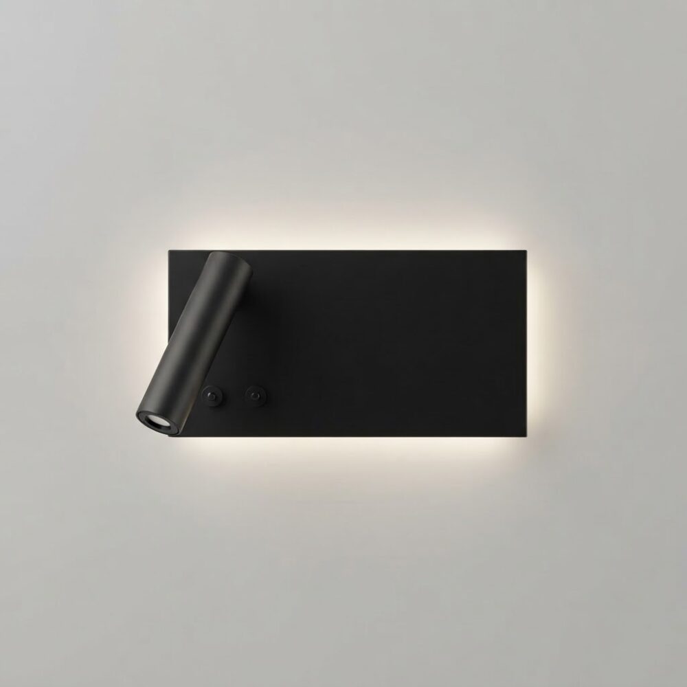 Stratus LED Wall Light with LED Reading Light in Matt Black