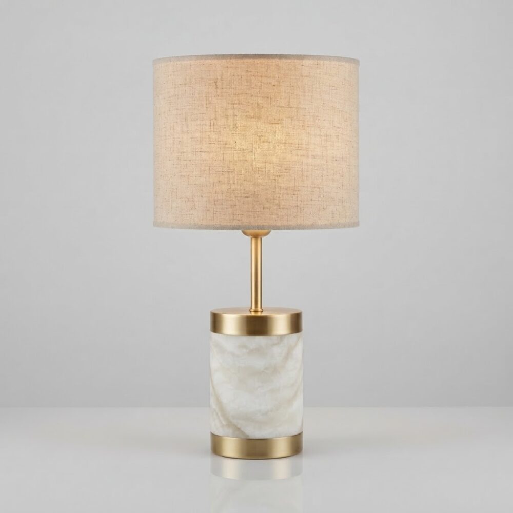 Allure Alabaster Table Lamp in Satin Brass