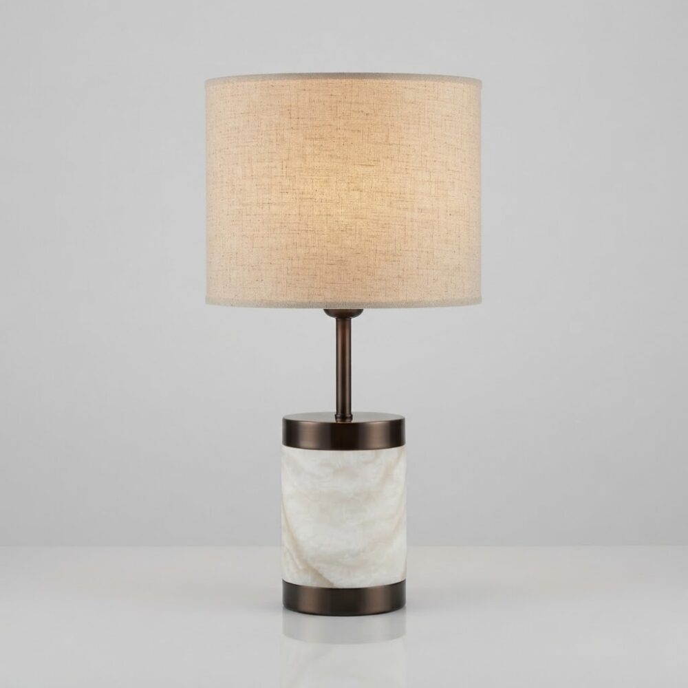 Allure Alabaster Table Lamp in Dark Bronze
