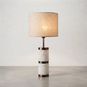 Large Allure Alabaster Table Lamp in Dark Bronze