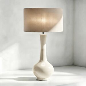 Teardrop Ceramic Table Lamp in Gloss Cream