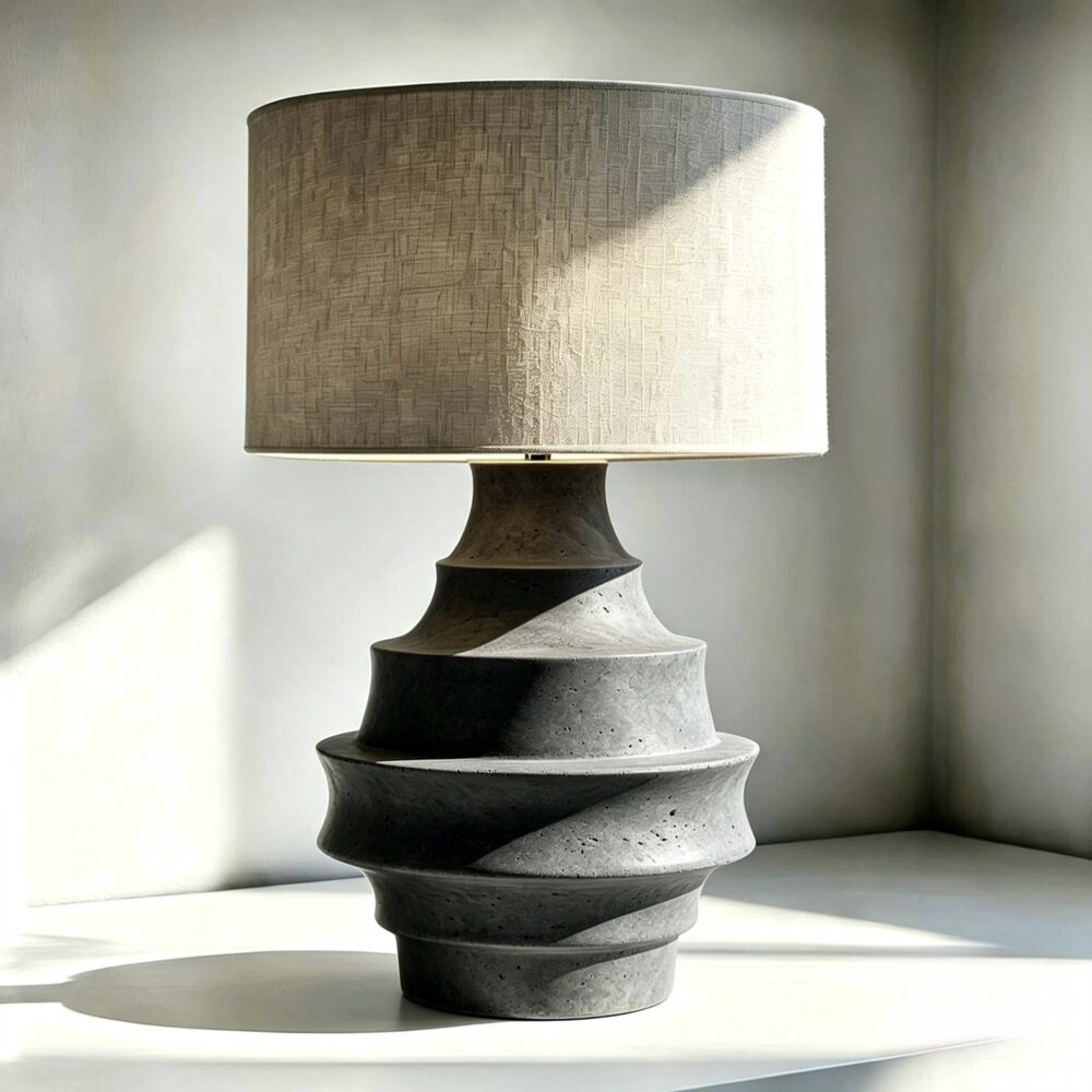 Conch Ceramic Table Lamp in Cement Effect