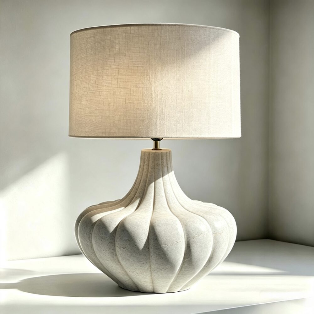 Pumpkin Ceramic Table Lamp in Stone Effect