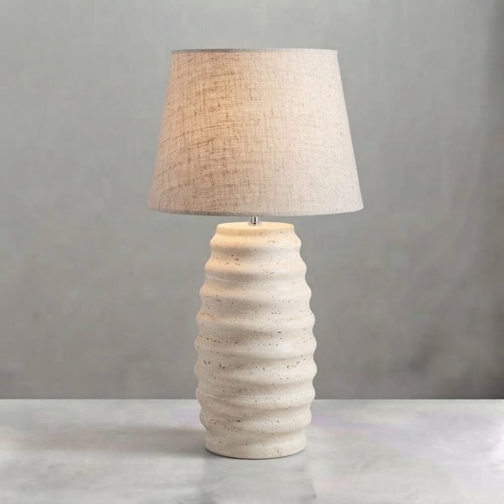 Ripple Ceramic Table Lamp in Stone Effect