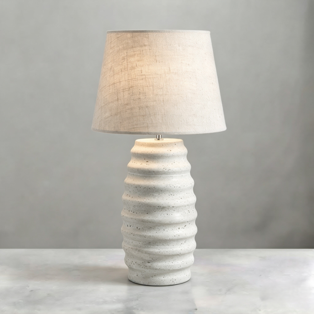 Ripple Ceramic Table Lamp in Stone Effect