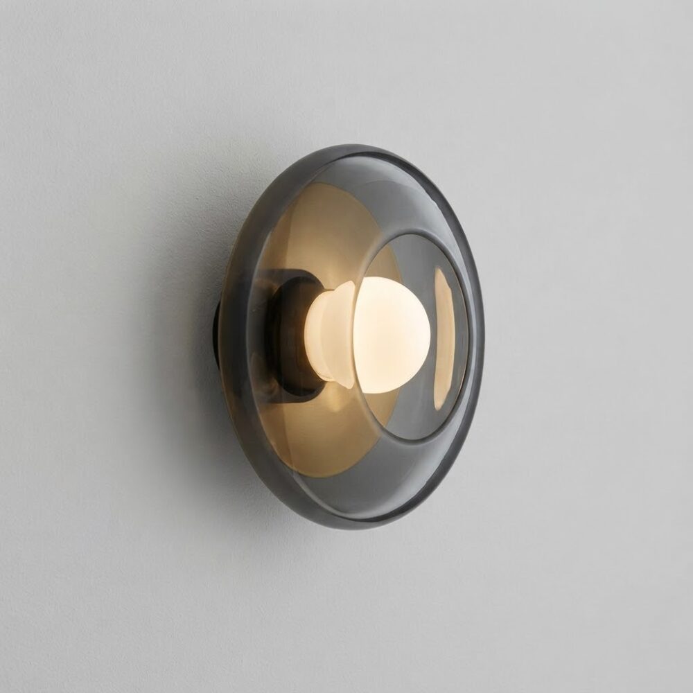 Bowl Wall Light in Smoke Glass