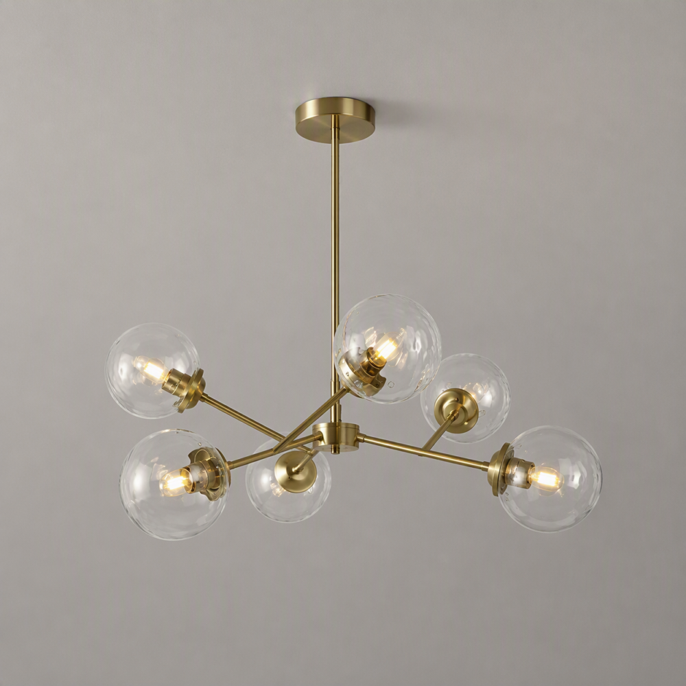 Bauble 6 Light Chandelier in Satin Brass