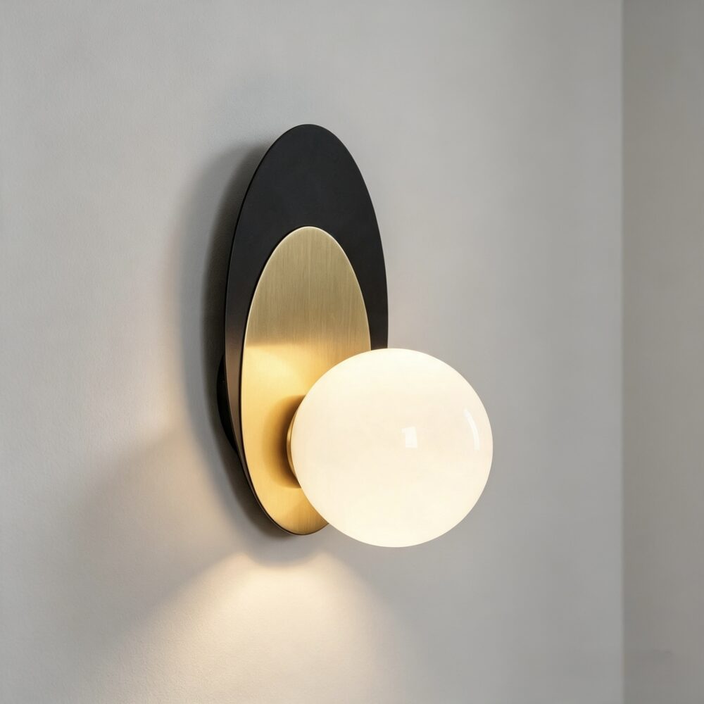Vision Wall Light in Black + Satin Brass