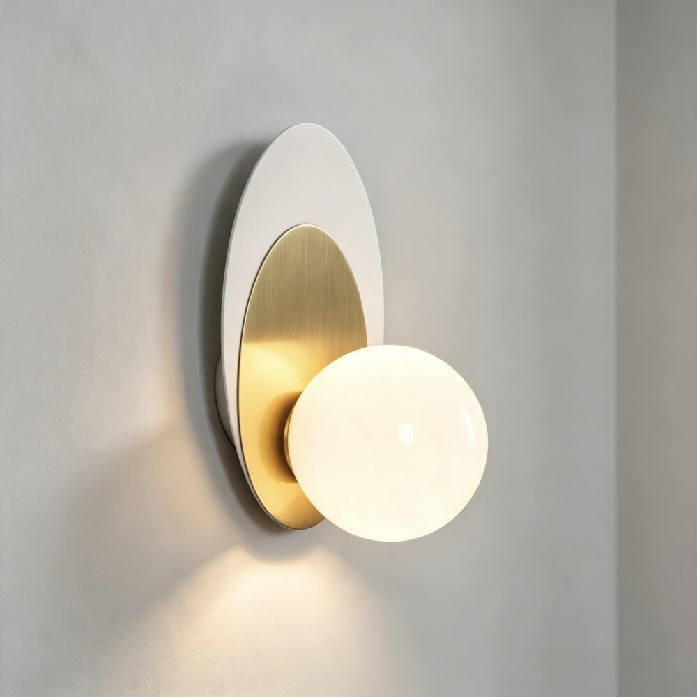 Vision Wall Light in White + Satin Brass