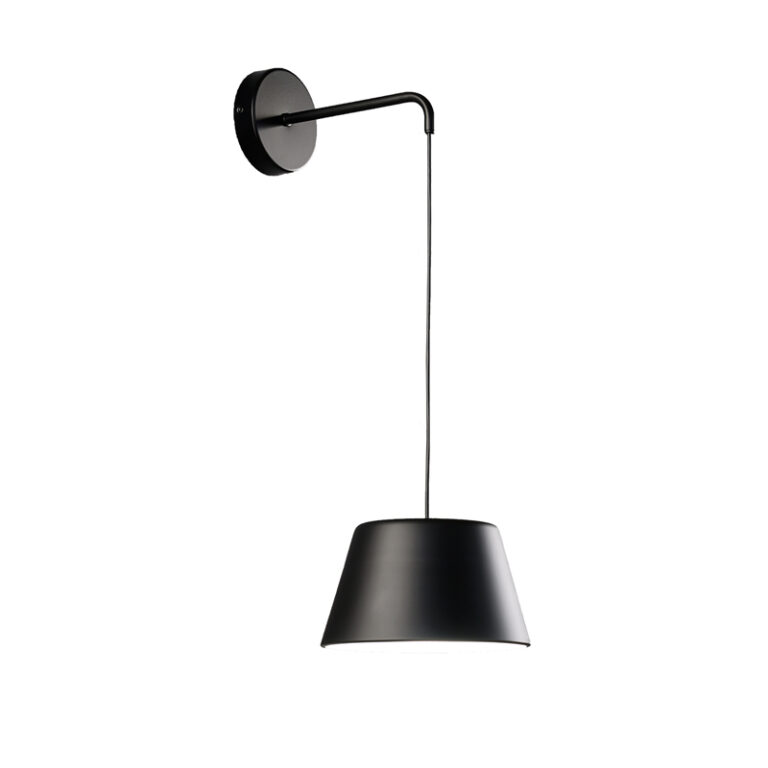 Black Hanging Wall Light With Black Metal Shade R&S Robertson