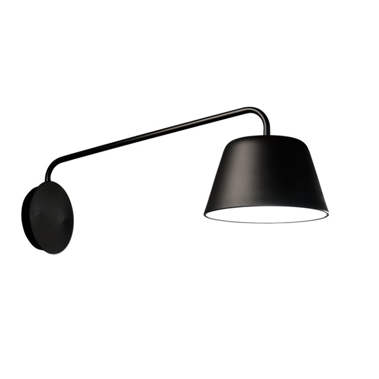 Black Extended Wall Light With Black Metal Shade R&S Robertson