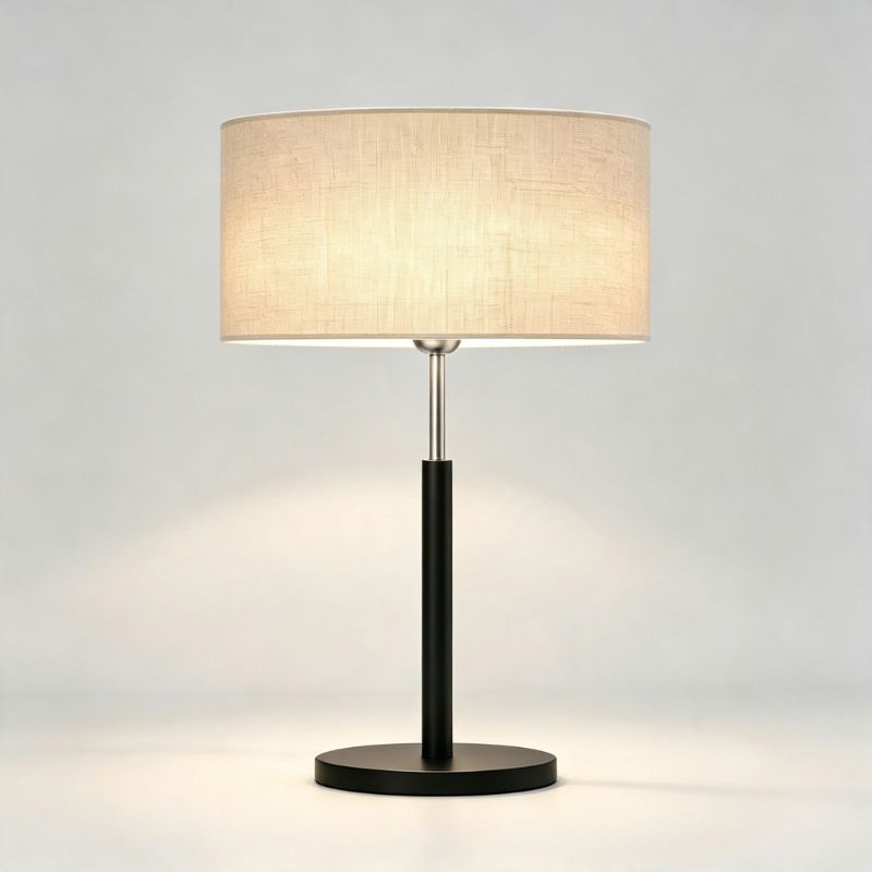 Matt Black and Brushed Nickel Large Table Lamp with Stepped Stem
