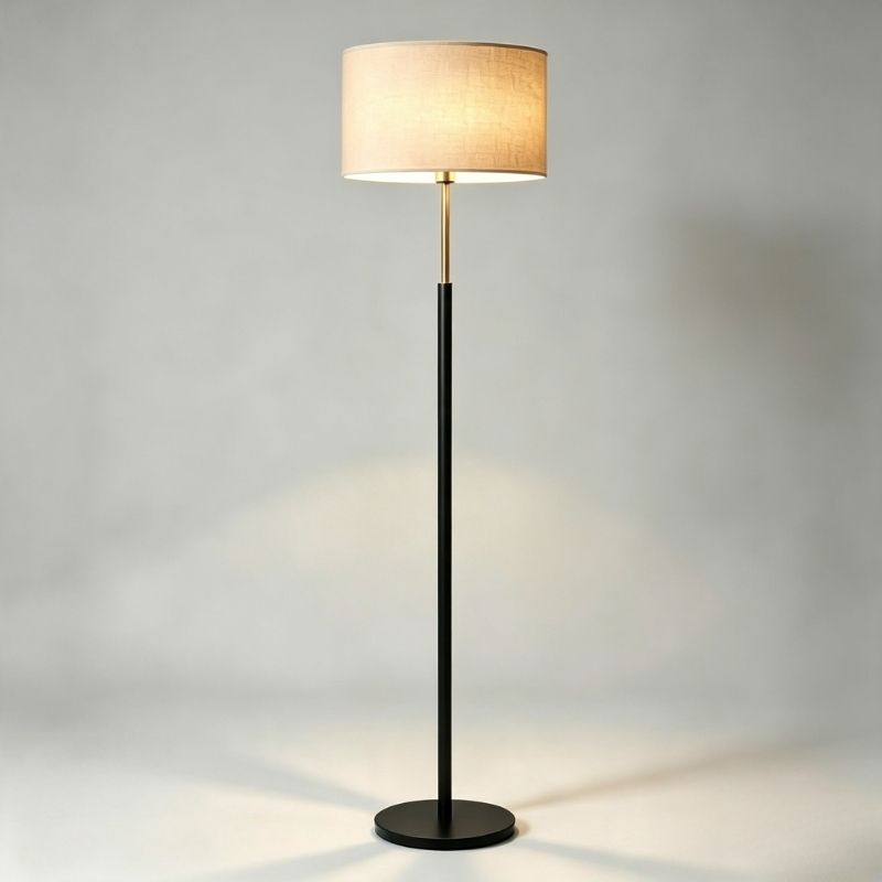 Matt Black and Satin Brass Floor Lamp with Stepped Stem