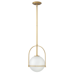 Antique Brass Pendant with Opal Glass Shade