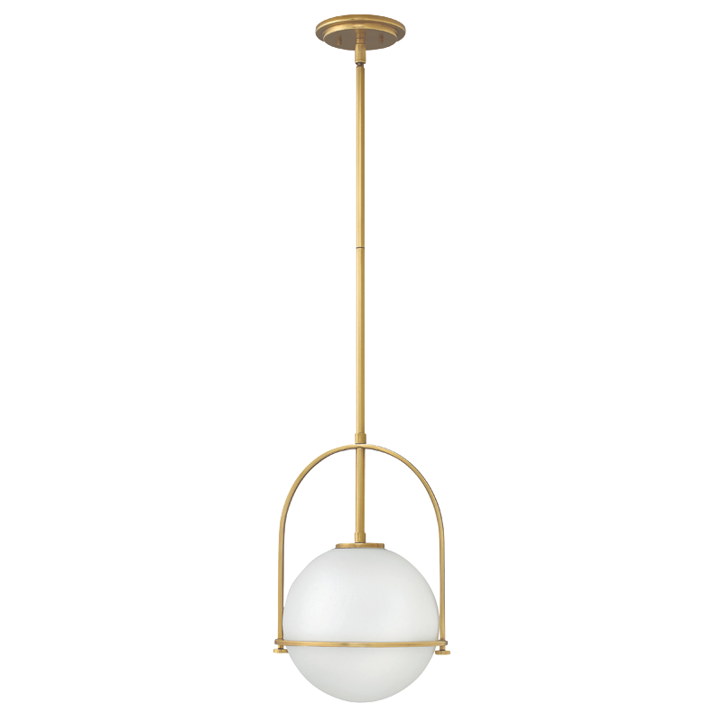 Antique Brass Pendant with Opal Glass Shade