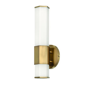 IP44 Antique Brass LED Wall Light with Etched Glass