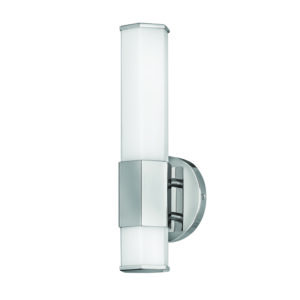 IP44 Polished Chrome LED Wall Light with Etched Glass