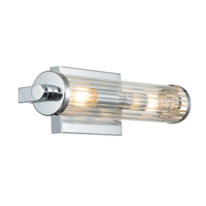 IP44 Polished Chrome Wall Light with Ribbed Diffuser