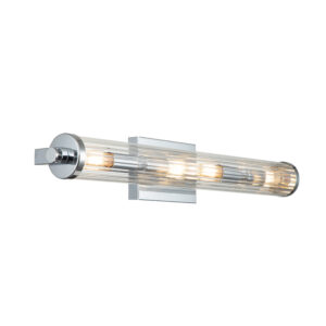 IP44 Polished Chrome Wall Light with Ribbed Diffuser
